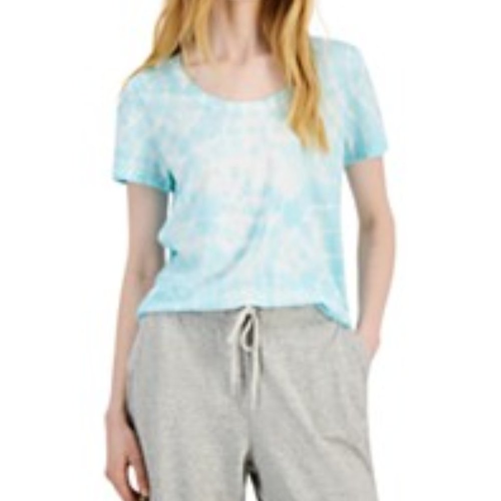 (NWT) Style & Co. Women's Cotton Tie Dye T-Shirt XLarge Turquoise Teal Blue